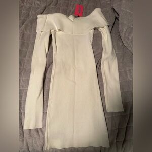 Edikted Cream Ribbed Knit Top